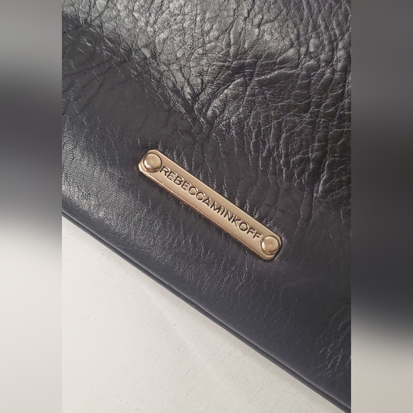 REBECCA MINKOFF-Clutch&Wristlet"LOVE"  leather black and pearls studs Bag - Picture 4 of 14